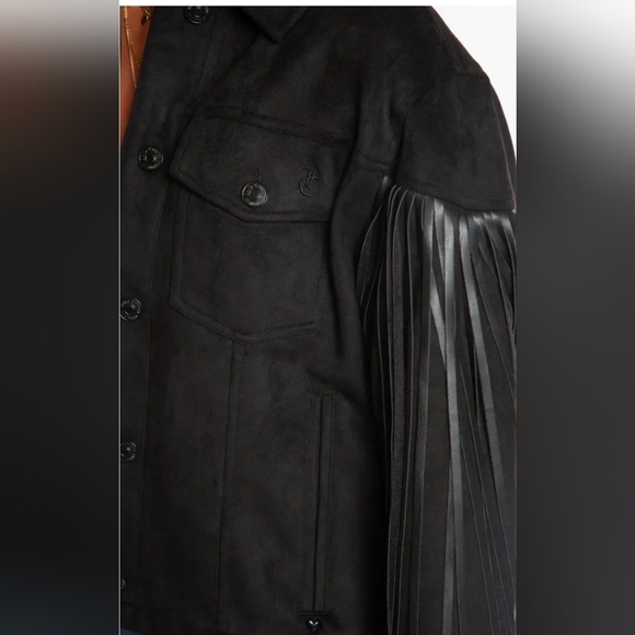 Juicy Couture Black Button-Up Fringe Jacket - Picture 4 of 9